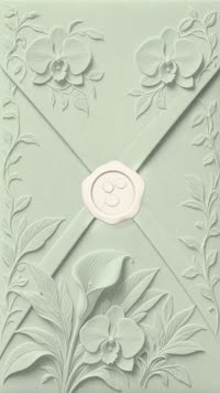 Sobre Boda salvia: Papel verde salvia con orquídeas y alcatraces en relieve y sello marfil con eucalipto; abre a un forro salvia profundo.
