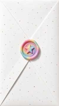 Sobre Confeti de colores: Sello arcoíris con estrella; sale confeti y estrellitas.