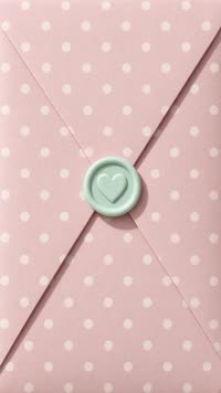Sobre Lunares rosas: Sello menta con corazón; salen confeti rosa y corazones.