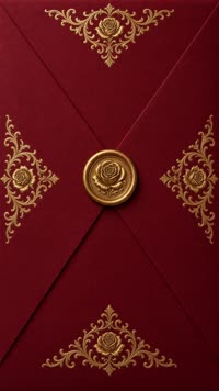 Sobre Rojo con rosas de oro: Rojo con rosas doradas.